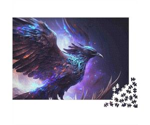 Volo Corvo Mitico Premium Puzzle 1000 Pezzi per Adulti Uccello Mitico Oscuro Splendente nel Vuoto Stellato Spesso Robusto Alta Qualità Vivace Stimolante Antistress Gioco 38x26cm/1000pz