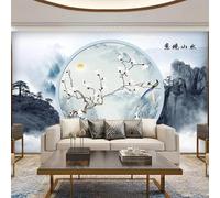 Volo degli Uccelli In Fiore Di Pino Alpino Acquerellato A Mano 3D Carta Da Parati Seta Testurizzata Alta Qualità Soggiorno Divano Camera Letto Pranzo Casa Muro-430cm×300cm