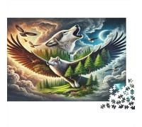 Volo del lupo e dell'aquila Puzzles 1000 Pezzi Carta riciclata per adulti Puzzle per adulti Impossibile difficile stimolante Ottima idea regalo per relax e creatività 70x50cm/1000pcs