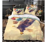Volo dell'aquila 3D Stampa Coperta Letto 3pz Microfibra Resistente Scena di avventura fantasy Coperteletto 2 federe Facile Cura Coppie Famiglia Single（140x200cm）