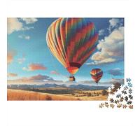 Volo in mongolfiera Puzzle 1000 pezzi per adulti Mongolfiere colorate sopra una vasta pianura Difficile Premium robusto alta qualità vibrante stimolante antistress 70x50cm/1000pz