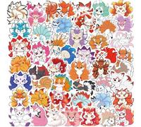 Volpe a nove coda adesivi 50 pezzi per bottiglie d'acqua Skateboard per computer portatile, simpatico adesivo regalo per bambini adolescenti impermeabili