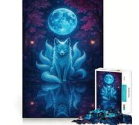 Volpe a nove code al chiaro di luna - Puzzle da 1000 pezzi per adulti - Regalo - Migliora la memoria - Rilassamento mentale - Taglio di alta qualità - Una piacevole sorpresa (38x26cm)
