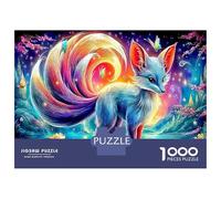 Volpe a nove code al neon Jigsaw Puzzle Impossibili 1000 Pezzi Foresta cosmica Decorazione Per La Casa. Giochi Rilassamento E Intelligence Per Adulti E Ragazzi Da 14 Anni 38x26cm/1000pcs