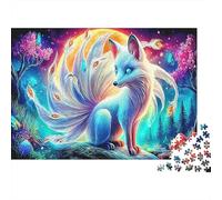 Volpe a nove code - Cartone rigido - Volpe a nove code nella foresta magica con luna - Puzzle classico - Regalo da collezione Secret Santa - 38x26cm/1000 pezzi