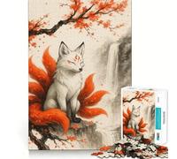 Volpe a nove code di Waterfall - Puzzle da 1000 pezzi per adulti - Gioco di sfida per la mente - Antistress - Decorazione murale con ritagli trasparenti (50x75cm)