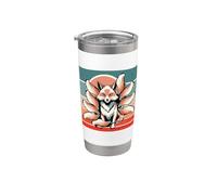 Volpe a nove code kitsune mitico stilizzato sole energetico Bicchiere termico in acciaio inox doppia parete