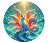 Volpe a nove code Puzzle 1000 pezzi luce del sole rotonda puzzle gioco regalo unico decorazione della parete per la decorazione della casa, regali 1000 pezzi (67,5 x 67,5 cm)