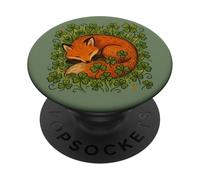 Volpe addormentata accogliente autunno bosco animali natura amante PopSockets PopGrip Adesivo
