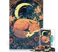 Volpe addormentata sotto la luna crescente - Puzzle da 1000 pezzi per adolescenti - Gioco intelligente per momenti di condivisione - Immagine da assemblare - Opera d'arte 50x75cm