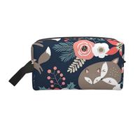 Volpe Animale Fiore Lunedì E Figlia Figlio, Borsa per il trucco Borsa per cosmetici Borsa da viaggio portatile da viaggio Borsa per trucco Organizer