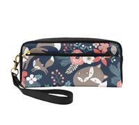 Volpe Animale Fiore Lunedì E Figlia Figlio, Borsa per il trucco Borsa per cosmetici Borsa da viaggio portatile da toilette Astuccio in pelle per donne e ragazze