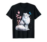 Volpe artica giapponese Kawaii, fiore di ciliegio Sakura Maglietta