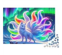 Volpe Bianca a Nove Code Aurore Boreali Puzzle 1000 Pezzi per Adulti 52x38cm/1000pcs