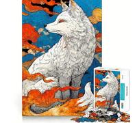 Volpe bianca con nuvole colorate,puzzle per ragazzi da 1000 pezzi,gioco di memoria,incastro perfetto,nessun pezzo si stacca,ideale da portare in viaggio,gioco per allenare la mente,regalo (38x26cm)