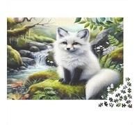 Volpe bianca nella foresta Puzzle 1000 Pezzi Volpe bianca seduta nel bosco Idea Regalo Gioco Divertente per Famiglie