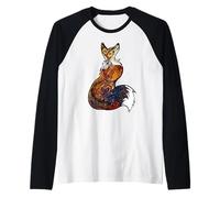 Volpe carino animale grafico Fox Maglia con Maniche Raglan