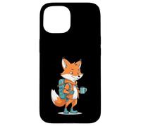 Volpe Cartoon Escursionista Illustrazione Outdoor Custodia per iPhone 15