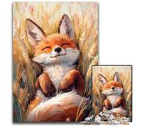 volpe che si rilassa nei campi grano dorato Puzzle per adulti 1000 pezzi Puzzle impegnativi Attività educativa per le abilità cognitive Miglioramento delle abilità cognitive 1000 pezzi (38x26 cm)