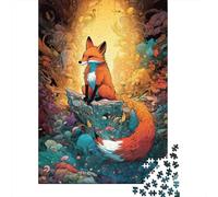 Volpe della Foresta Puzzle 1000 Pezzi Carta per Adulti Scena Fantasiosa Notturna Gioco di Puzzle per Famiglia Relax Regalo 52x38cm/1000pcs