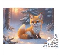 Volpe della Foresta Puzzle 1000 Pezzi Puzzle per Adulti Inverno con Neve Gioco di Puzzle 1000 Pezzi Relax Famiglia Regalo 70x50cm/1000pcs