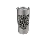 Volpe disegnato a mano con silhouette naturale selvatica Bicchiere termico in acciaio inox doppia parete