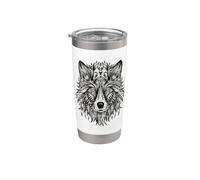 Volpe disegnato a mano con silhouette naturale selvatica Bicchiere termico in acciaio inox doppia parete