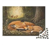 Volpe Dorme Puzzles 1000 Pezzi In Pausa Bosco Colori Brillanti, Un Gioco Di Puzzle Per Pace Interiore, Ideale Per Attività in Famiglia, Regalo Di Compleanno Originale 52x38cm/100