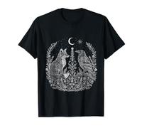 Volpe e Corvo alla Luce della Luna - Illustrazione della Foresta mistica nel Maglietta