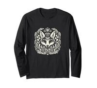 Volpe Floral Mandala Line Art Nature Animal Design Maglia a Manica