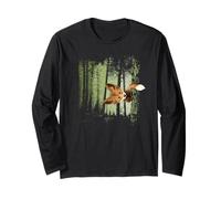 Volpe Funky in Una Foresta crepuscolare Casuale Maglia a Manica