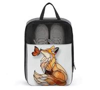 Volpe in vetro colorato con una borsa per scarpe a forma di farfalla, per viaggi e uso quotidiano, custodia antipolvere per scarpe da golf