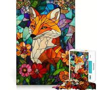 Volpe in vetro colorato, puzzle da 1000 pezzi per adolescenti, gioco per esercitare la mente, momento di condivisione, taglio di precisione, pezzo da collezione 50x75cm