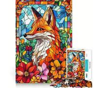 Volpe in vetro colorato, puzzle da 1000 pezzi per adolescenti, gioco per esercitare la mente, momento di condivisione, taglio di precisione, pezzo da collezione 50x75cm