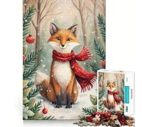 Volpe invernale con sciarpa e ornamenti,puzzle da 1000 pezzi per ragazzi,gioco stimolante per la mente,incastro perfetto senza spazi vuoti,rilassante attività di gruppo al chiuso (50x75cm)