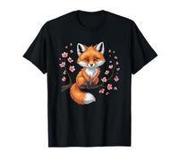 Volpe Kawaii Ciliegio in Fiori Sakura Giappone Tradizione Maglietta