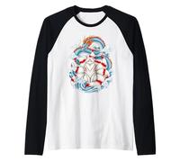 Volpe Kitsune a Nove Code Drago Giapponese Mitico Anime Art Maglia con Maniche Raglan
