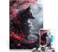 volpe kitsune nera Puzzle da 2000 pezzi per adulti Giocattoli che creano dipendenza e sfidano l'intelligenza del cervello per la decorazione della casa 70x100cm