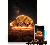 Volpe mistica in un paesaggio cosmico Puzzle per adulti da 1000 pezzi Rafforza la memoria, rilassante, divertente, di qualità Regalo per le festività (38x52cm)