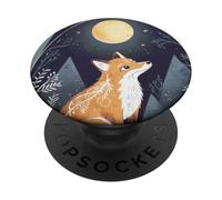 Volpe mistica sotto la luna piena nella notte capricciosa della foresta PopSockets PopGrip Adesivo