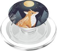 Volpe mistica sotto la luna piena nella notte capricciosa della foresta PopSockets PopGrip per MagSafe