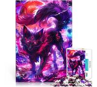 Volpe nera con luna rossa puzzle 1000 pezzi per adulti Giocattoli che creano dipendenza e sfidano l'intelligenza del cervello Migliorare l'amore tra le coppie 38x26cm