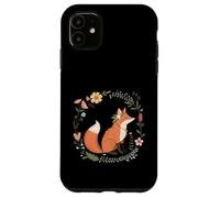 Volpe pacifica nel cerchio floreale del bosco Custodia per iPhone 11