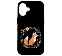 Volpe pacifica nel cerchio floreale del bosco Custodia per iPhone 16