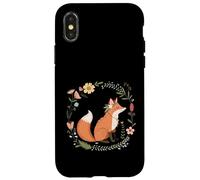 Volpe pacifica nel cerchio floreale del bosco Custodia per iPhone X/XS