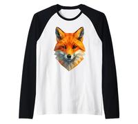 Volpe Poligonale Geometrica a Basso Poli Animale Fauna selvat Maglia con Maniche Raglan