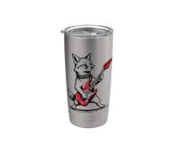 Volpe Rocker divertente in stile rock che suona la chitarra Bicchiere termico in acciaio inox doppia parete