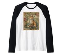 Volpe Rossa in Un Vecchio Stile Inglese Giardino Vintage Maglia con Maniche Raglan