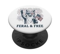 Volpe selvaggia e libera divertente patriottica 4 luglio Fox PopSockets PopGrip Adesivo