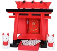 Volpe Shintoista Giapponese KITSUNE Ornamento Inari Santuario Volpe e Torii S...